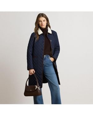 Ralph Lauren Faux-Shearling-Trim Quilted Jacket - Blue