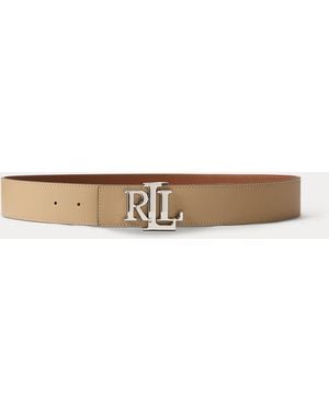 Ralph Lauren Reversible Wide Leather Logo Belt - Brown