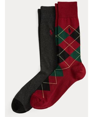 Polo Ralph Lauren 2-Pack Broeksokken Met Argyle-Motief - Rood