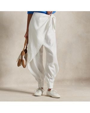 Polo Ralph Lauren Linen Wide-Leg Tapered Wrap Trouser - White