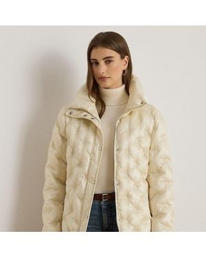 Ralph Lauren Logo Quilted Funnelneck Puffer Coat - Natural