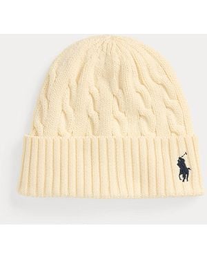 Polo Ralph Lauren Kabelgebreide Katoenen Beanie - Naturel