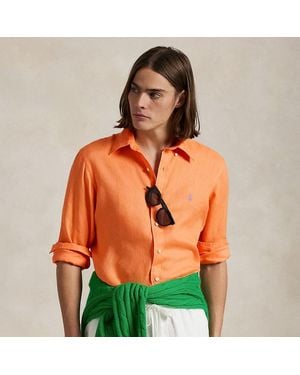 Polo Ralph Lauren Camisa De Lino Custom Fit - Naranja