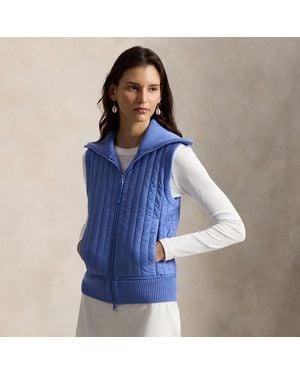 Ralph Lauren Quilted-Panel Wool Zip Vest - Blue