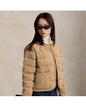 Polo Ralph Lauren Cable Wool-Cashmere Snapped Jacket - Natural