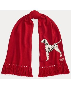 Ralph Lauren Fringe-Trim Dalmatian Scarf - Red