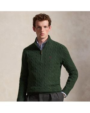Polo Ralph Lauren Cable-Knit Quarter-Zip Jumper - Green