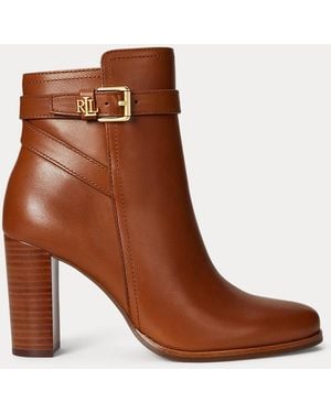 Ralph Lauren Brooke Ii Calfskin Bootie Heel - Brown