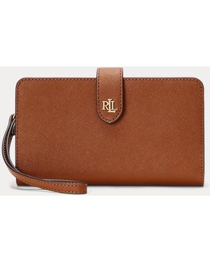 Ralph Lauren Crosshatch Leather Tech Wristlet - Brown