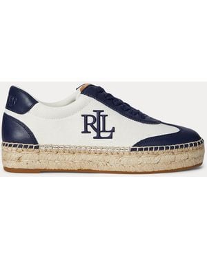Ralph Lauren Luize Canvas & Nappa Espadrille Trainer - Blue