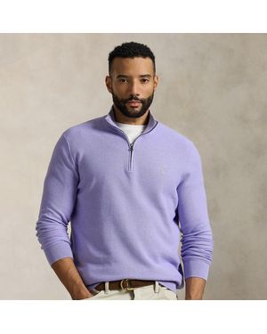 Polo Ralph Lauren Mesh-Knit Cotton Quarter-Zip Jumper - Purple