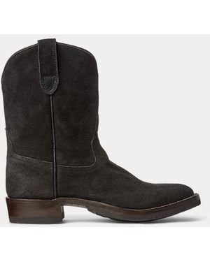 RRL Ralph Lauren Roughout Suede Boot - Black