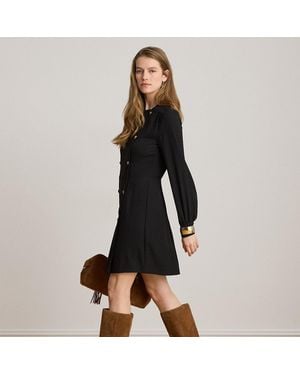 Ralph Lauren Double-Breasted Georgette Jurk - Zwart