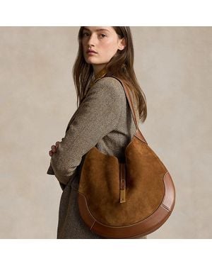 Polo Ralph Lauren Polo Id Suede Large Shoulder Bag - Brown