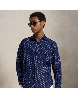 Polo Ralph Lauren Camisa De Lino Con Estampado Custom Fit - Azul
