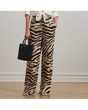 Ralph Lauren Pantaloni in lino con stampa zebrata - Bianco