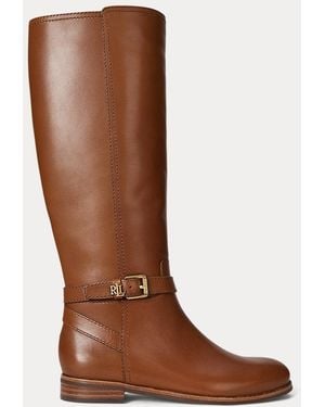 Ralph Lauren Bota Alta Brooke Ii De Piel De Becerro - Marrón