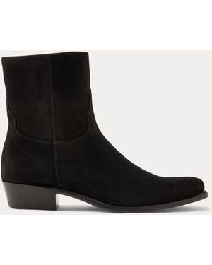 Polo Ralph Lauren Calfskin Suede Western Boot - Black
