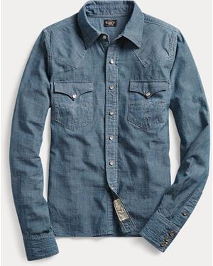 RRL Indigo Chambray Western Shirt - Blue