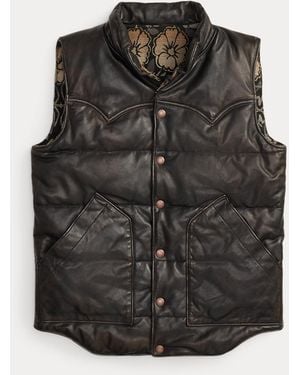 RRL Chaleco Reversible De Piel Y Jacquard - Gris