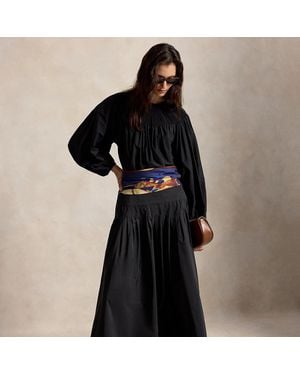Ralph Lauren Pleated Taffeta Maxi Skirt - Black