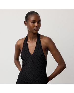 Ralph Lauren Cable-Knit Silk Halter Jumper - Black