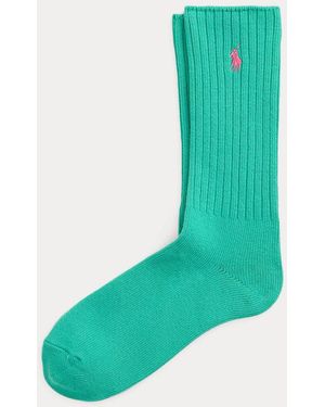 Ralph Lauren Signature Pony Cotton-Blend Crew Socks - Green