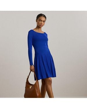 Ralph Lauren Pleated Long-sleeve Jumper Dress - Blue