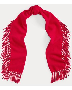 Ralph Lauren Wool Fringe Wrap Scarf - Red