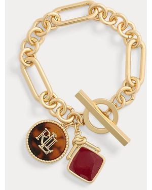 Ralph Lauren Ralph Lauren Logo & Enamel Charm Flex Bracelet - Metallic