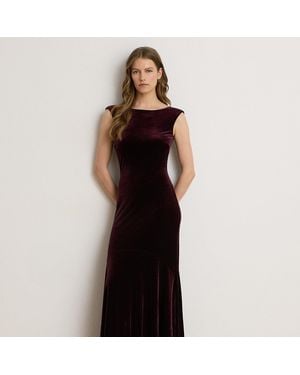 Ralph Lauren Velvet Boatneck Gown - Black