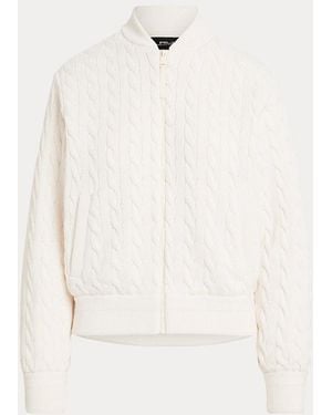 Ralph Lauren Hybrid Cable-Knit Bomber Jacket - White