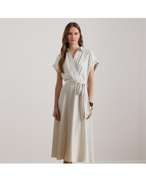 Ralph Lauren Striped Belted Twill Dress - Natural