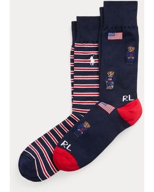 Polo Ralph Lauren 2Er-Set Anzugsocken Mit Polo Bear - Blau