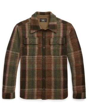 RRL Maglia a camicia scozzese misto cashmere - Verde