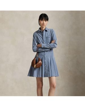 Polo Ralph Lauren Cotton Corduroy A-Line Shirtdress - Blue