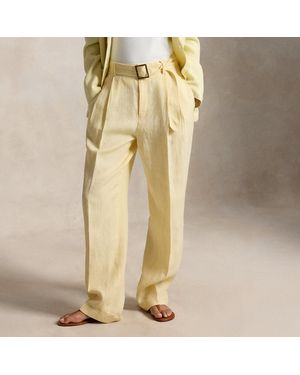 Ralph Lauren Bacall Linen Belted Pant - Natural