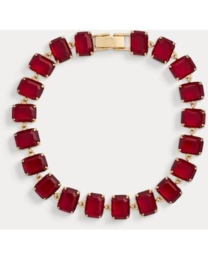 Ralph Lauren Plated Stone Tennis Bracelet - Red