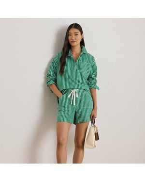 Ralph Lauren Striped Cotton Broadcloth Drawcord Short - Green