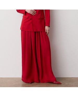Ralph Lauren Vannesa Satin Wide-Leg Trousers - Red