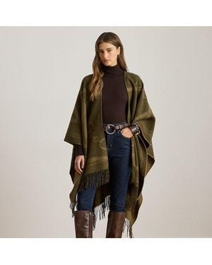 Ralph Lauren Ralph Lauren Logo & Belting-Motif Jacquard Ruana - Brown