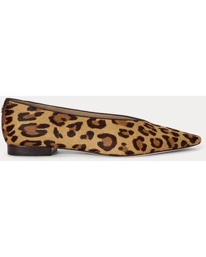 Ralph Lauren Audri Leopard-Print Haircalf Ballet Flat - Brown