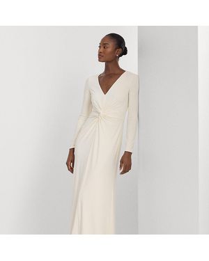 Ralph Lauren Twist-Front Stretch Jersey Gown - Natural