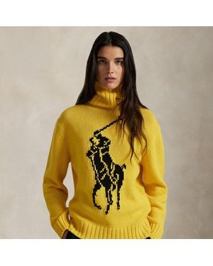 Ralph Lauren Big Pony Wool Turtleneck Sweater - Yellow