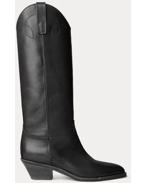 Ralph Lauren Jaelynne Burnished Calfskin Tall Boot - Black