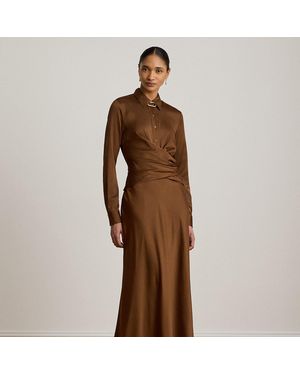 Ralph Lauren Charmeuse-Abendkleid Mit Knopfleiste - Braun