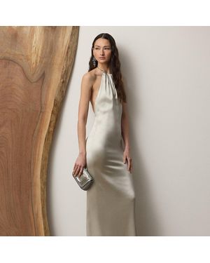 Ralph Lauren Corra Stretch Satin Evening Dress - Natural