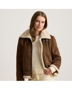 Ralph Lauren Buckle-Trim Faux-Suede Jacket - Brown
