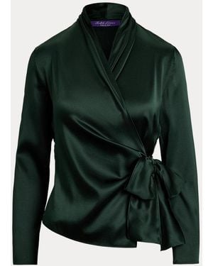 Ralph Lauren Chemisier Portefeuille Charmeuse De Soie - Vert