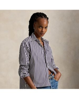 Polo Ralph Lauren Cropped Boxy Fit Cotton Shirt - Blue